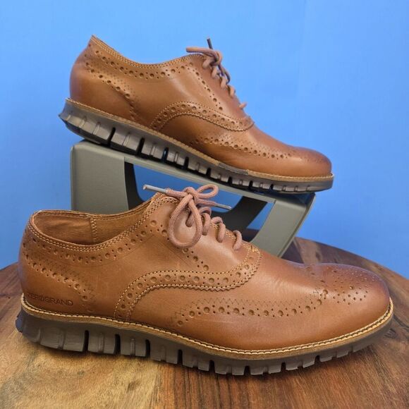 Cole Haan Zerogrand Wingtip Oxford British Tan Leather C29411 Men's 9M - Picture 10 of 12
